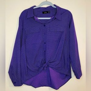 Apt 9 Button Down Plus Sized Shirt Blouse 0X Purple Top Polyester tie
